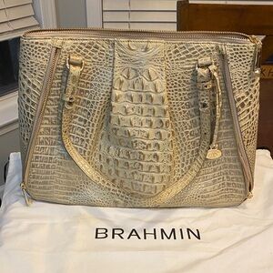 Brahmin Metallic Gold Embossed Satchel